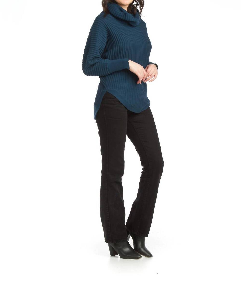 NEW PAPILLON cowl neck ribbed sweater in teal